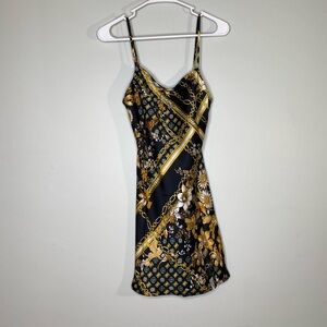 NWT NEW Lucci mini slip dress gold, green black slip dress